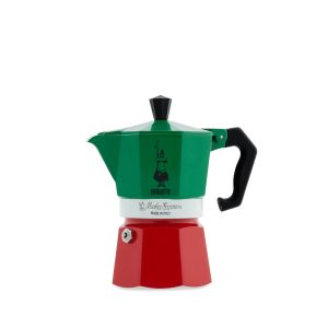 Bialetti Espressokocher Moka Express Italia 3 Tassen, Grün/Rot